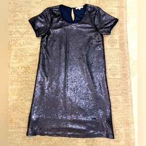(Xs) short sleeve navy sequin dress
